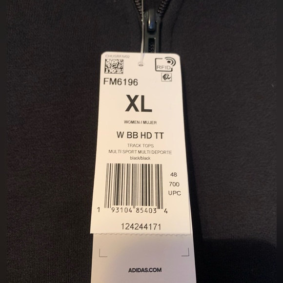 Adidas Brilliant Basics Track Jacket oversized black jacket size women’s XL - Picture 5 of 9